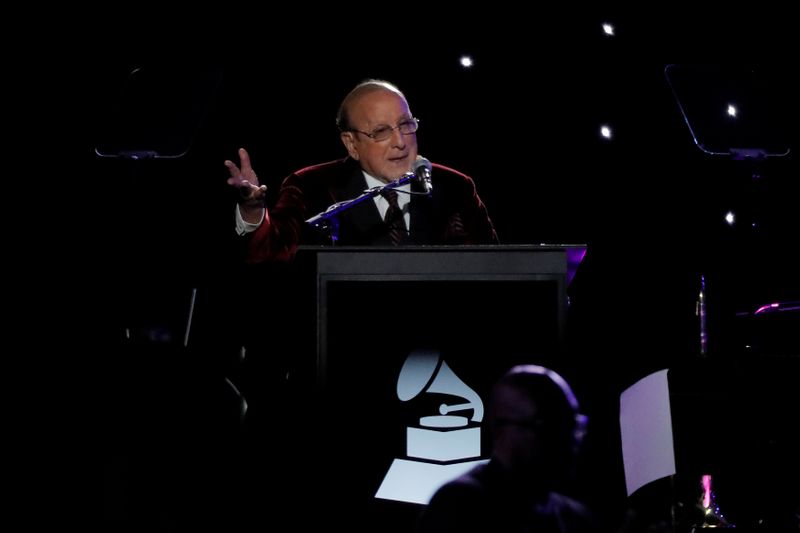 &copy; Reuters. FILE PHOTO: Clive Davis speaks for the 2018 Pre-GRAMMY Gala & GRAMMY Salute to Industry Icons presented by Clive Davis and The Recording Academy honoring Shawn "JAY-Z" Carter in Manhattan, New York, U.S., January 27, 2018.  REUTERS/Andrew Kelly