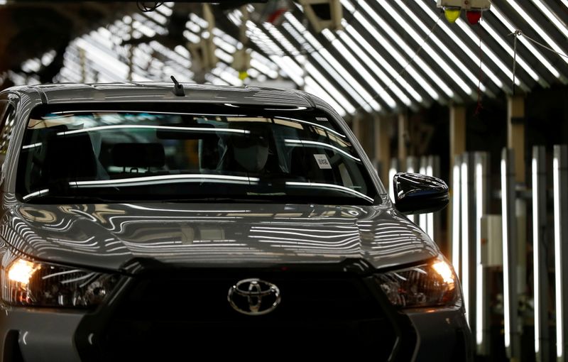 &copy; Reuters. FILE PHOTO: A car is pictured at the Toyota assembly plant in Zarate, on the outskirts of Buenos Aires, Argentina March 15, 2021. REUTERS/Agustin Marcarian