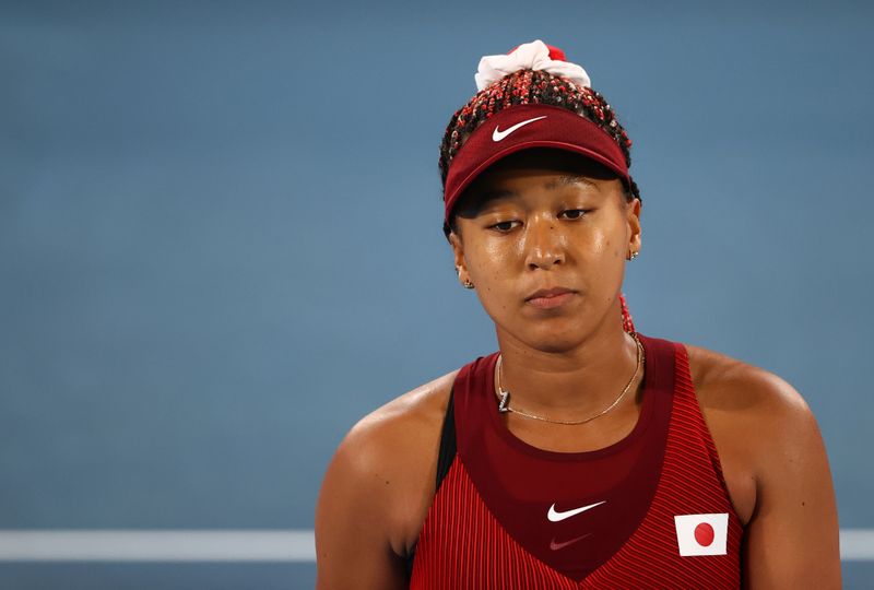 &copy; Reuters. Naomi Osaka durante partida dos Jogos Olímpicos de Tóquio 2020
27/07/2021 REUTERS/Mike Segar