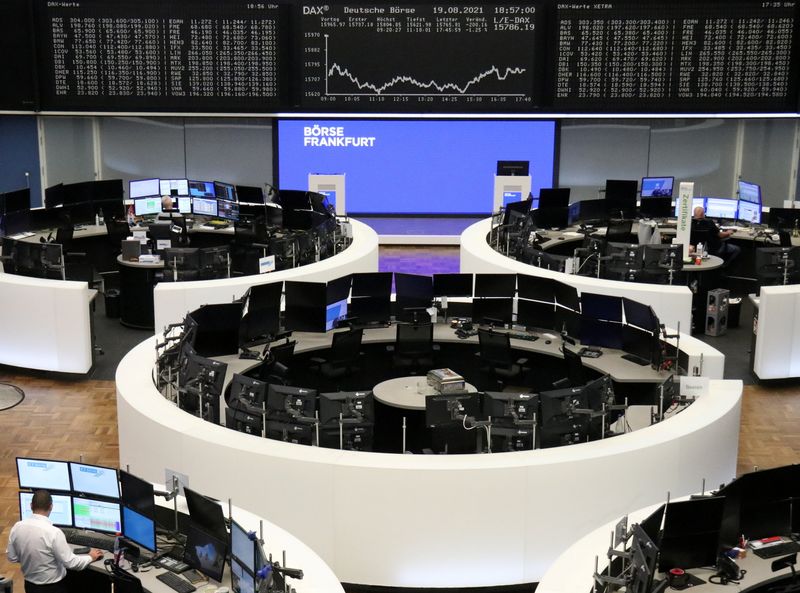 &copy; Reuters. The German share price index DAX graph is pictured at the stock exchange in Frankfurt, Germany August 19, 2021. REUTERS/Staff