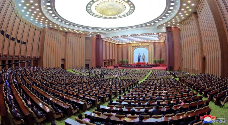 &copy; Reuters. FILE PHOTO: General view of the 14th Supreme People's Assembly of the Democratic People's Republic of Korea held at the Mansudae Assembly Hall in Pyongyang April 11, 2019 photo released on April 12, 2019 by North Korea's Korean Central News Agency (KCNA).
