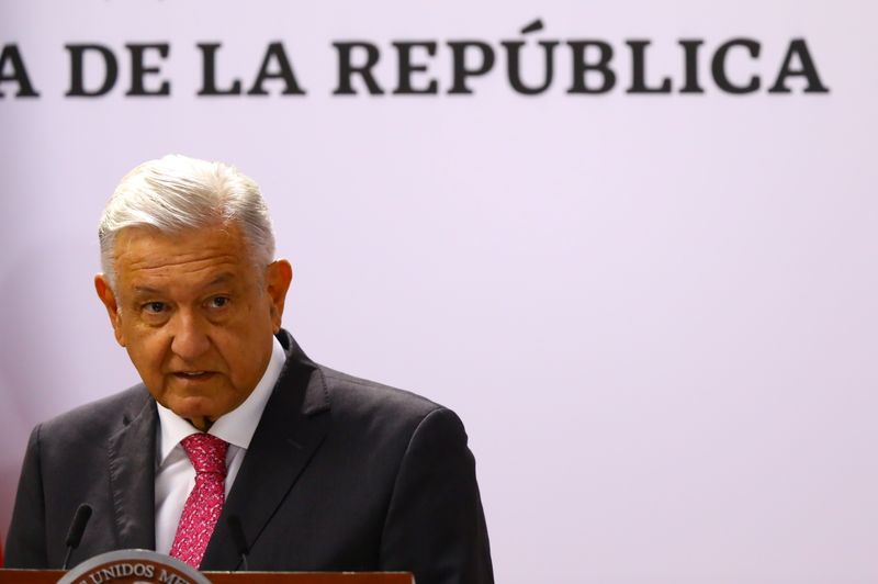 &copy; Reuters. FILE PHOTO: Mexico's President Andres Manuel Lopez Obrador delivers a speech on the third anniversary of his presidential election victory at National Palace in Mexico City, Mexico July 1, 2021. REUTERS/Edgard Garrido