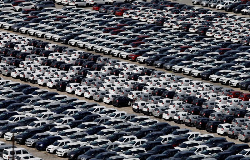 &copy; Reuters. FILE PHOTO: Cars are seen parked at Maruti Suzuki's plant at Manesar, in the northern state of Haryana, India, August 11, 2019. REUTERS/Anushree Fadnavis
