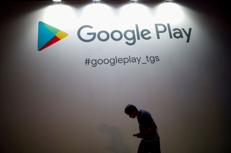 &copy; Reuters. FILE PHOTO: The logo of Google Play is displayed at Tokyo Game Show 2019 in Chiba, east of Tokyo, Japan, September 12, 2019. REUTERS/Issei Kato/File Photo