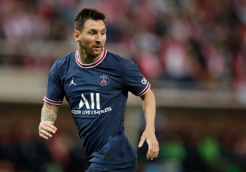 © Reuters. El argentino Lionel Messi en encuentro entre Reims y Paris St Germain, Stade Auguste-Delaune, Reims, Francia, 29 agosto 2021.
REUTERS/Benoit Tessier