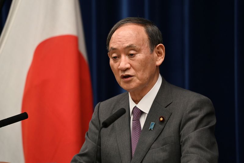 &copy; Reuters. Primeiro-ministro do Japão, Yoshihide Suga, durante entrevista coletiva em Tóquio
25/08/2021 Kazuhiro Nogi/Pool via REUTERS