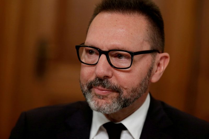 &copy; Reuters. Presidente do banco central grego, Yannis Stournaras
]01/04/ 2019. 
REUTERS/Costas Baltas