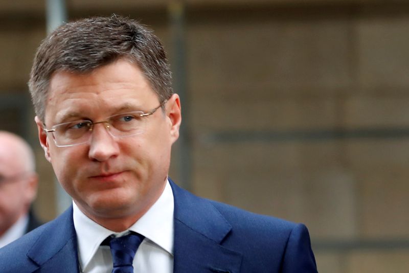 &copy; Reuters. FILE PHOTO: Russian Energy Minister Alexander Novak arrives at the OPEC headquarters in Vienna, Austria December 6, 2019. REUTERS/Leonhard Foeger/File Photo