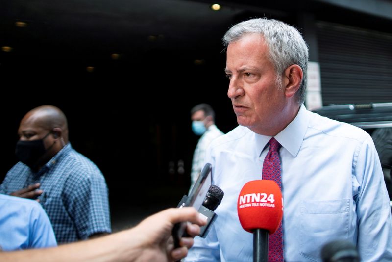 &copy; Reuters. Il sindaco di New York Bill de Blasio a New York, New York, USA, 3 agosto 2021. REUTERS/Eduardo Munoz
