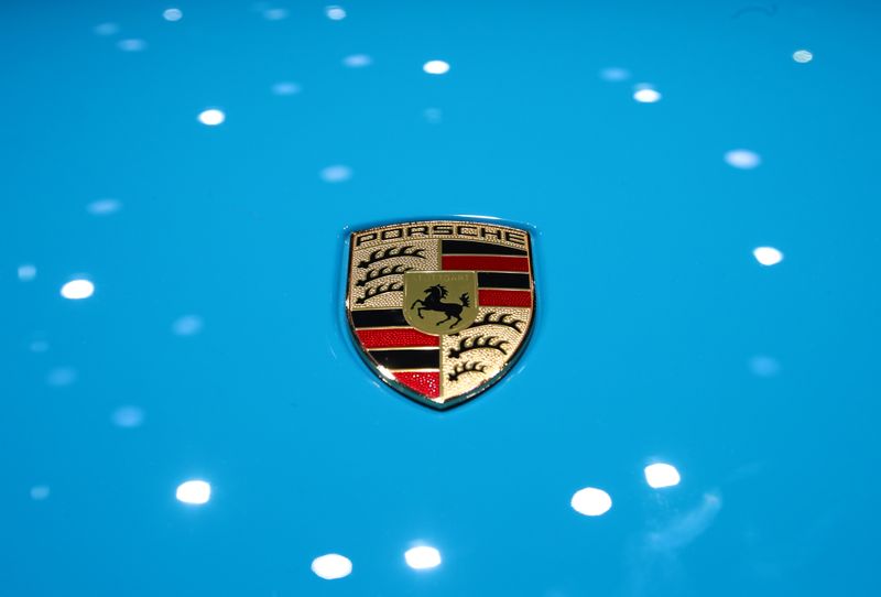 &copy; Reuters. A Porsche logo is seen on a new car model at the 89th Geneva International Motor Show in Geneva, Switzerland March 5, 2019. REUTERS/Denis Balibouse