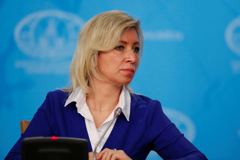 &copy; Reuters. المتحدثة باسم وزارة الخارجية الروسية ماريا زاخاروفا في موسكو بصورة من أرشيف رويترز.