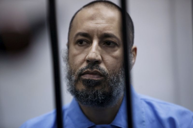 &copy; Reuters. الساعدي القذافي خلال احدى جلسات محاكمته في طرابلس - صورة من أرشيف رويترز. 
