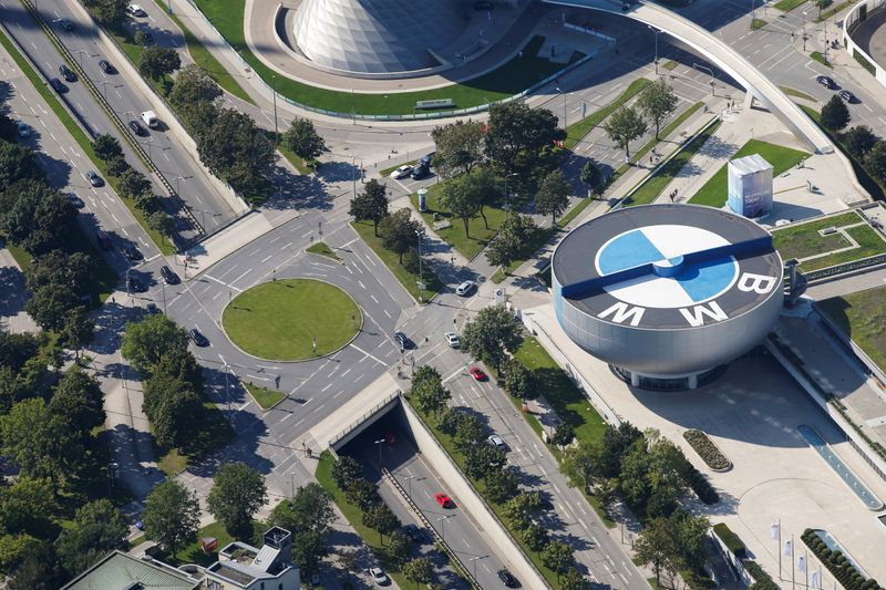 &copy; Reuters. FILE PHOTO: An aerial view shows the BMW Headquarters, ahead of the Munich Motor Show IAA Mobility 2021 in Munich, Germany, September 5, 2021. REUTERS/Michaela Rehle