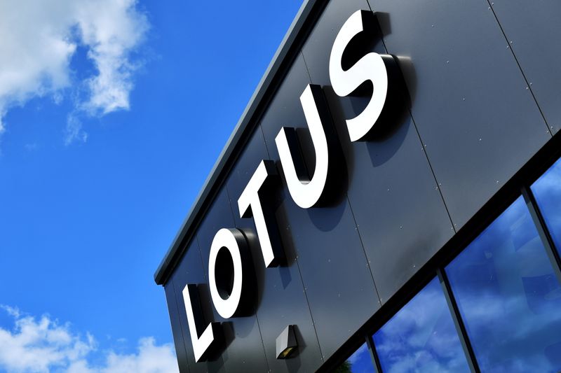 &copy; Reuters. FILE PHOTO: A Lotus sign is seen at the car plant headquarters in Hethel, Britain June 23, 2021. Picture taken June 23, 2021.    REUTERS/Dylan Martinez/File Photo