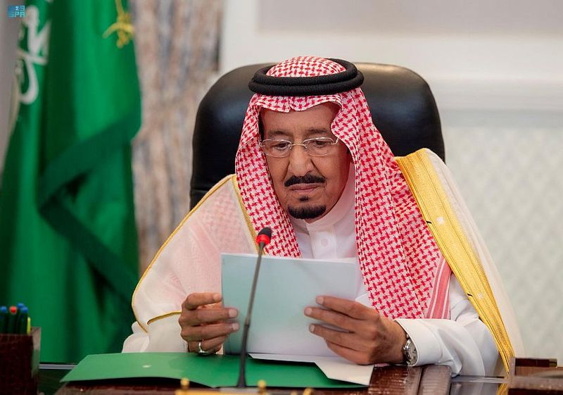 &copy; Reuters. العاهل السعودي الملك سلمان بن عبد العزيز يلقي كلمة في القصر الملكي في نيوم بالسعودية يوم 20 يوليو تموز 2021. صورة لرويترز من ممثل لوكالات الأنب