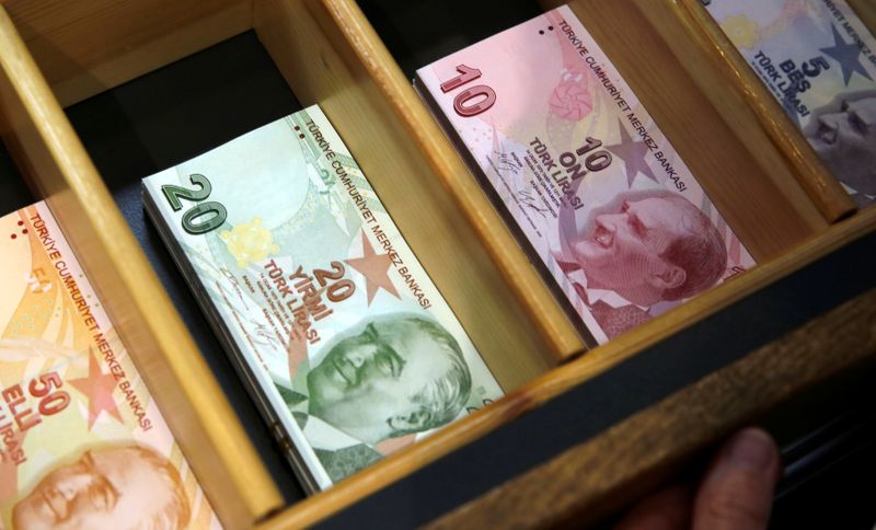 &copy; Reuters. Turkish lira banknotes are pictured at a currency exchange office in Istanbul, Turkey August 13, 2018. REUTERS/Murad Sezer