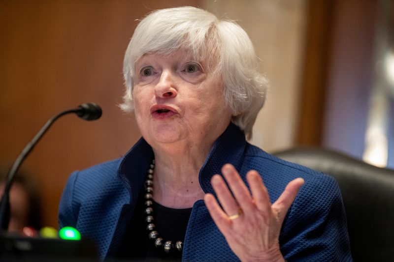 &copy; Reuters. FILE PHOTO: U.S. Treasury Secretary Janet Yellen testifies before the Senate Appropriations Subcommittee on Financial Services about the FY22 Treasury budget request on Capitol Hill, in Washington, DC, U.S., June 23, 2021. Shawn Thew/Pool via REUTERS/File