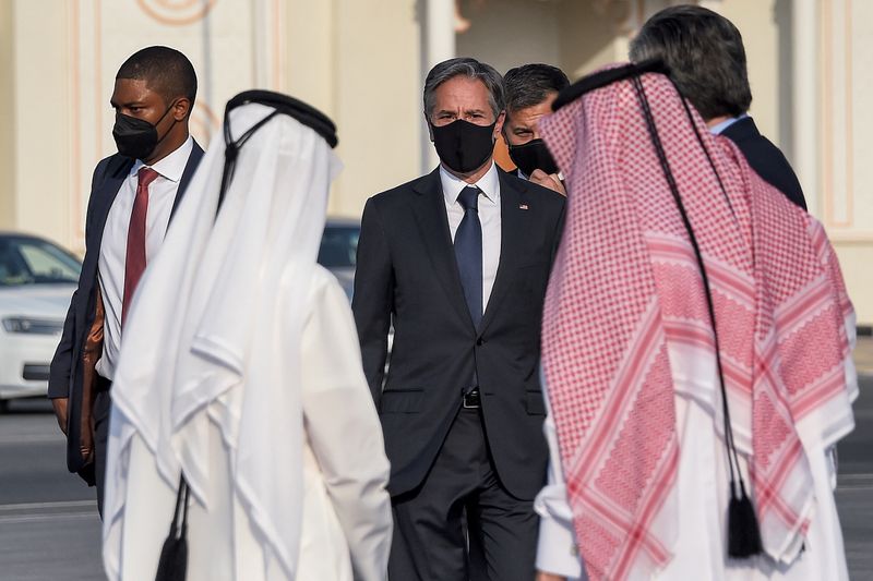 &copy; Reuters. وزير الخارجية الأمريكي أنتوني بلينكن في الدوحة يوم الأربعاء. صورة لرويترز من ممثل لوكالات الأنباء.