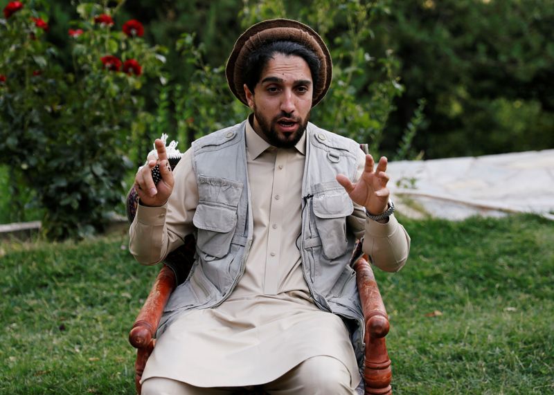 &copy; Reuters. Ahmad Massoud, son of the slain hero of the anti-Soviet resistance, Ahmad Shah Massoud, speaks during an interview at his house in Bazarak, Panjshir province Afghanistan September 5, 2019. Picture taken September 5, 2019.REUTERS/Mohammad Ismail