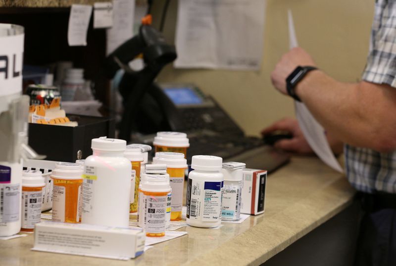 &copy; Reuters. FILE PHOTO: Prescriptions are filled at the Rock Canyon pharmacy in Provo, Utah, U.S., May 9, 2019.  REUTERS/George Frey