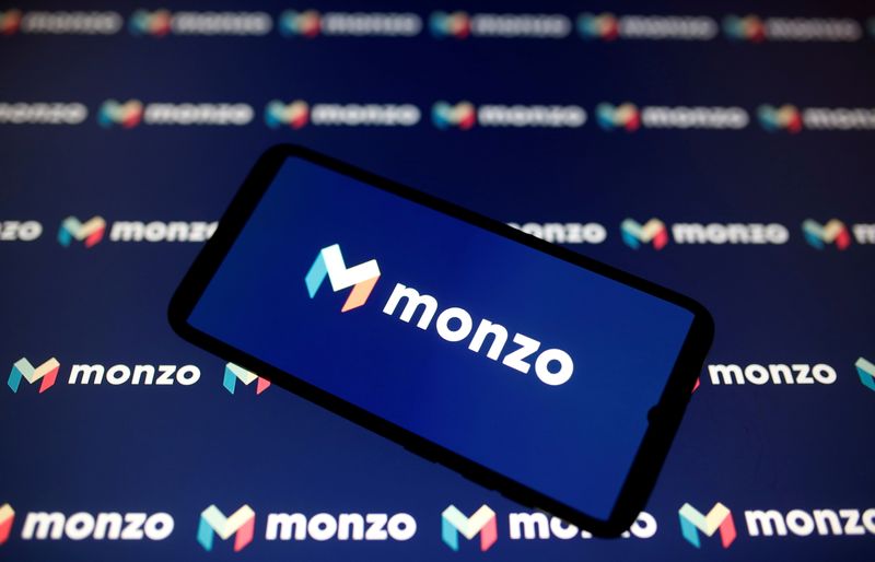 &copy; Reuters. FILE PHOTO: A smartphone displays a Monzo logo in this illustration taken January 6, 2020. REUTERS/Dado Ruvic/Illustration/File Photo