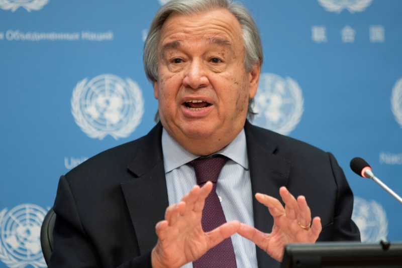 &copy; Reuters. Secretário-geral da ONU, António Guterres, na sede da entidade em Nova York
20/11/2020 REUTERS/Eduardo Munoz