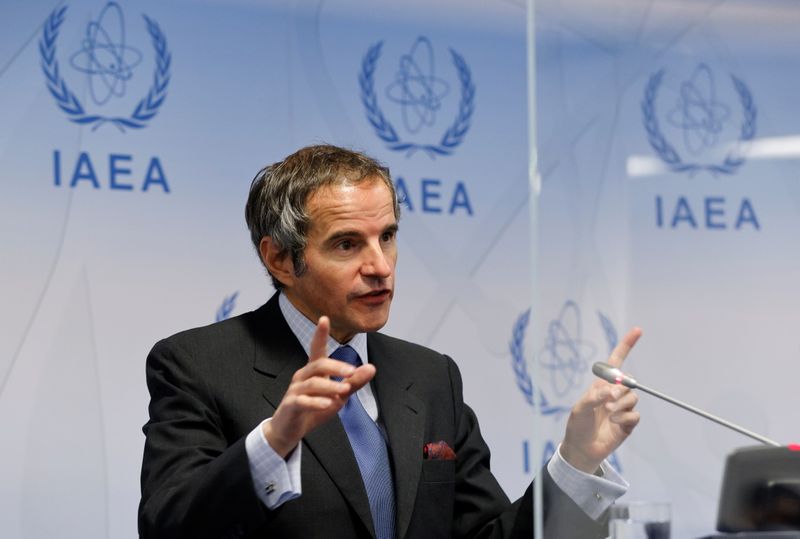 &copy; Reuters. FILE PHOTO: International Atomic Energy Agency (IAEA) Director General Rafael Grossi attends a news conference during a board of governors meeting at the IAEA headquarters in Vienna, Austria, June 7, 2021.   REUTERS/Leonhard Foeger