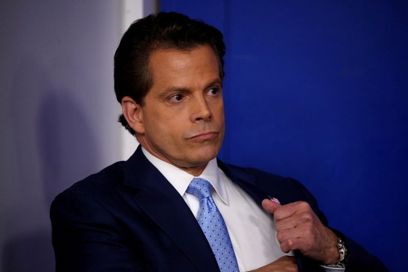 &copy; Reuters. FILE PHOTO: New White House Communications Director Anthony Scaramucci stands by during the daily briefing at the White House in Washington, U.S., July 21, 2017. REUTERS/Jonathan Ernst/File Photo/File Photo