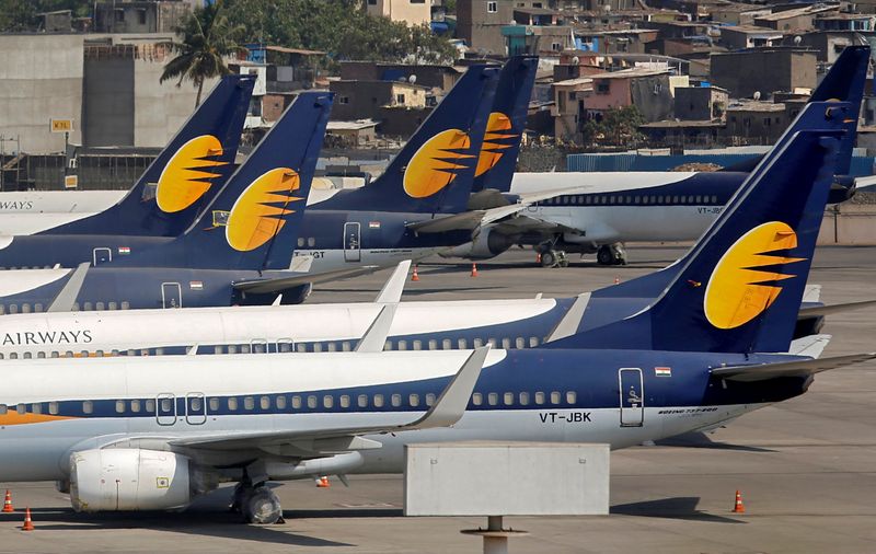 &copy; Reuters. FILE PHOTO: Jet Airways aircrafts are seen parked at the Chhatrapati Shivaji Maharaj International Airport in Mumbai, India, April 18, 2019. REUTERS/Francis Mascarenhas