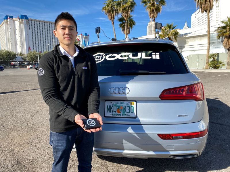 &copy; Reuters. FILE PHOTO: Oculii CEO Steven Hong shows the company's radar kit at the CES tech show in Las Vegas, Nevada, U.S. January 5, 2020.   REUTERS/Jane Lanhee Lee/File Photo