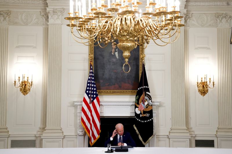 &copy; Reuters. FILE PHOTO: U.S. President Joe Biden pauses as he speaks about the death of AFL-CIO President Richard Trumka, during remarks at the White House in Washington, U.S. August 5, 2021.  REUTERS/Jonathan Ernst/File Photo