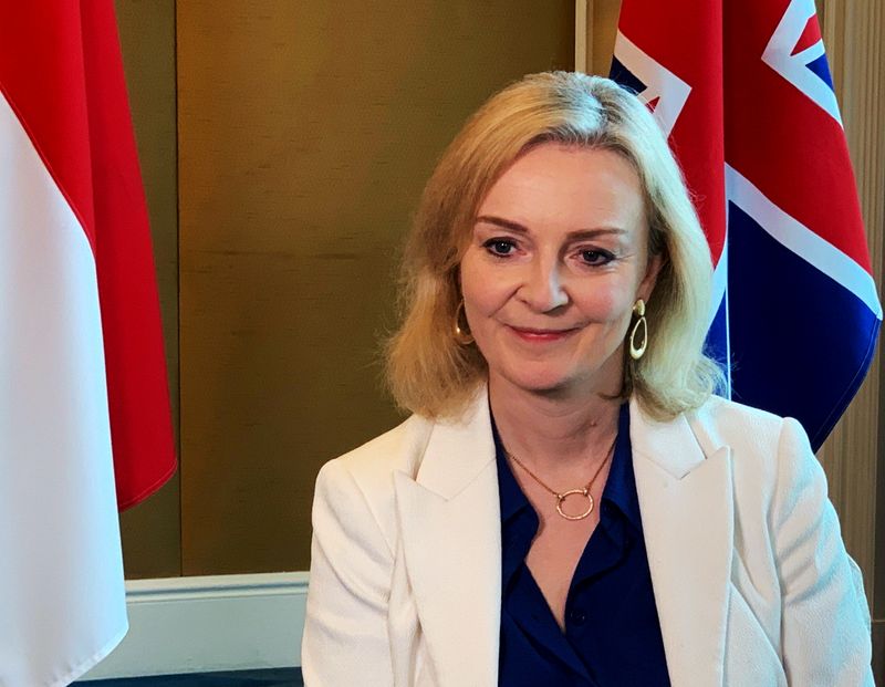 &copy; Reuters. FILE PHOTO: British trade minister Liz Truss speaks to Reuters after signing a free trade agreement with Singapore, in Singapore December 10, 2020.  REUTERS/Pedja Stanisic