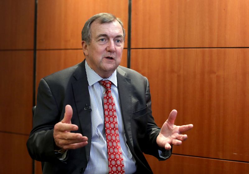 &copy; Reuters. Mark Bristow, chief executive officer of Barrick Gold, speaks during an interview at the Investing in African Mining Indaba conference in Cape Town, South Africa February 5, 2019.  REUTERS/Mike Hutchings