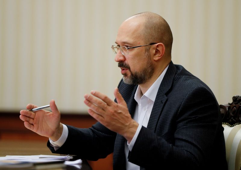 &copy; Reuters. FILE PHOTO: Ukrainian Prime Minister Denys Shmygal speaks during an interview with Reuters in Kiev, Ukraine May 29, 2020. REUTERS/Gleb Garanich/File Photo