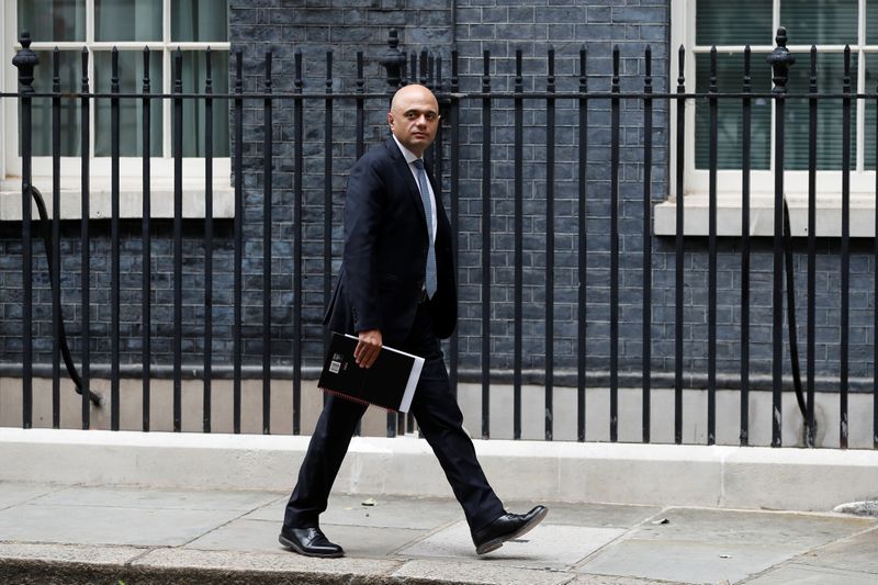 © Reuters. Britain's Health Secretary Sajid Javid walks on Downing Street in London, Britain, July 14, 2021. REUTERS/Peter Nicholls/Files