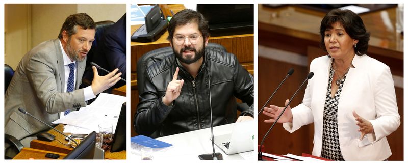 &copy; Reuters. FILE PHOTO: A combination photograph shows (L-R) executive vice-president of Corfo (Corporation for the promotion of production) Sebastian Sichel speaking during a session of the Chilean Senate in Valparaiso, Chile, October 16, 2018, Deputy Gabriel Boric 