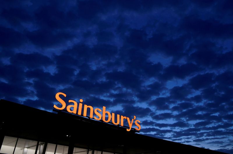 &copy; Reuters. FILE PHOTO: Signage for Sainsbury's is seen at a branch of the supermarket in London, Britain, January 8, 2020. REUTERS/Toby Melville