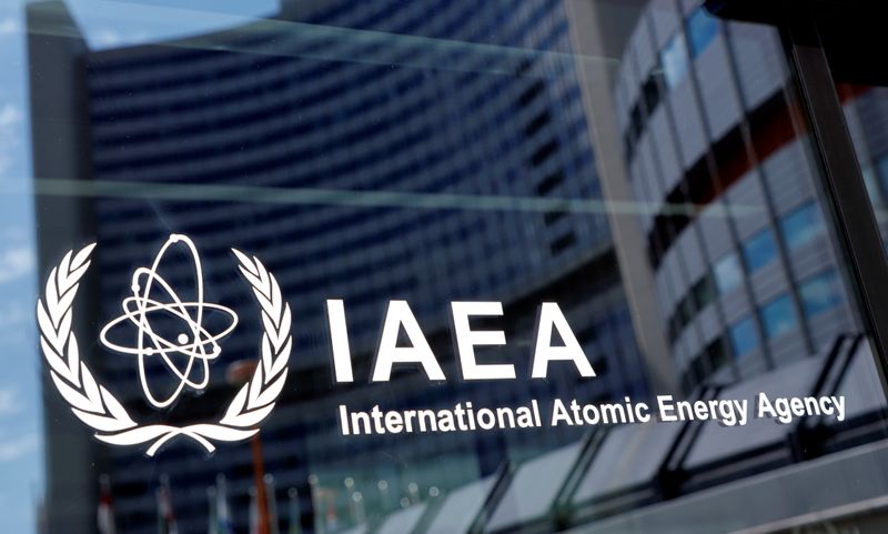 &copy; Reuters. The logo of the International Atomic Energy Agency (IAEA) is seen at their headquarters during a board of governors meeting, amid the coronavirus disease (COVID-19) outbreak in Vienna, Austria, June 7, 2021.   REUTERS/Leonhard Foeger