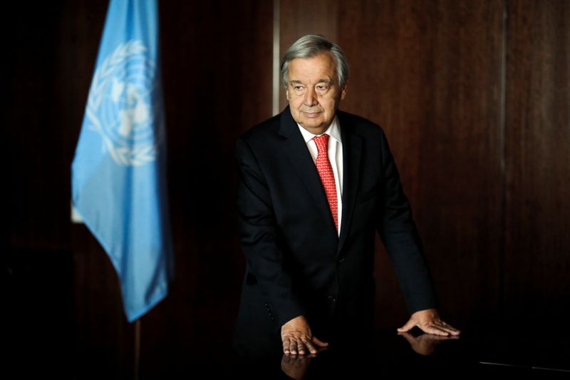 &copy; Reuters. Il segretario generale delle Nazioni Unite, Antonio Guterres nella sede di Manhattan, New York. REUTERS/Andrew Kelly