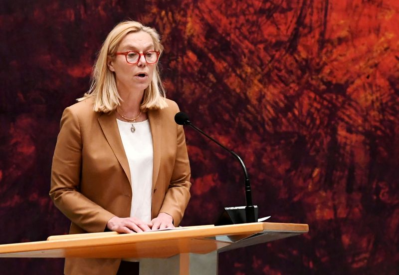 &copy; Reuters. FILE PHOTO: Sigrid Kaag, Dutch minister for foreign trade and development cooperation, speaks in The Hague, Netherlands April 2, 2021. REUTERS/Piroschka van de Wouw/File Photo