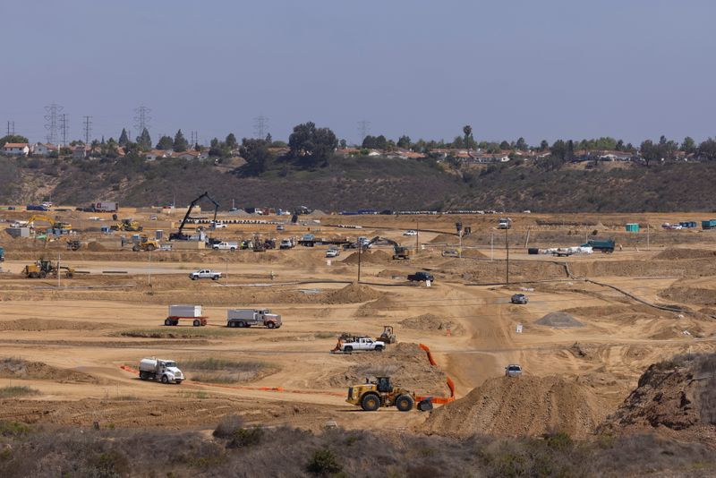 &copy; Reuters. FILE PHOTO: Construction begins on a residential housing development called 3 Roots by Lennar in San Diego, California, U.S. June 3, 2021    REUTERS/Mike Blake
