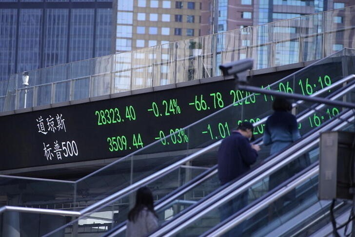 &copy; Reuters. Telão em Xangai mostra flutuação dos mercados acionários
09/11/2020
REUTERS/Aly Song