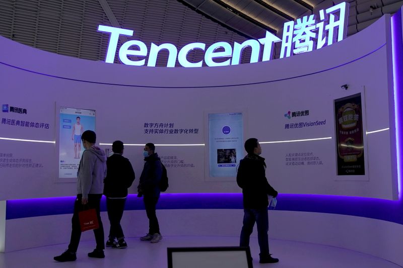 &copy; Reuters. Logo da Tencent em evento em WuzhenChina
 23/11/2020 REUTERS/Aly Song