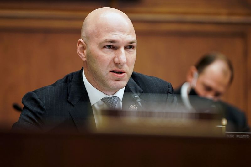 &copy; Reuters. FILE PHOTO: Rep. Anthony Gonzalez (R-OH) attends a House Financial Services Committee hearing  in the Rayburn House Office Building in Washington, U.S., December 2, 2020. Greg Nash/Pool via REUTERS/File Photo