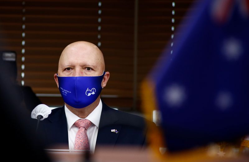 &copy; Reuters. وزير الدفاع الأسترالي بيتر دوتون في صورة بتاريخ 13 سبتمبر ايلول 2021. صورة من ممثل لوكالات الأنباء.