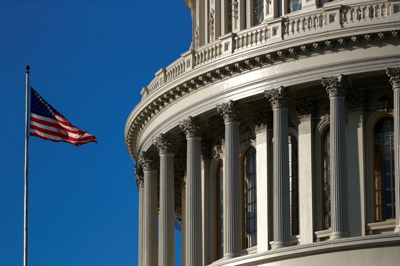 &copy; Reuters. FILE PHOTO: An American flag flies outside of the U.S. Capitol dome in Washington, U.S., January 15, 2020. REUTERS/Tom Brenner/File Photo
