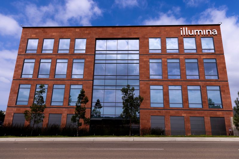&copy; Reuters. FILE PHOTO: A building on the campus at the world headquarters of Illumina is shown in San Diego, California, U.S., September 1, 2021. REUTERS/Mike Blake