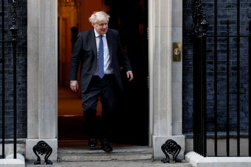 &copy; Reuters. Britain's Prime Minister Boris Johnson walks to greet Netherlands' Prime Minister Mark Rutte, outside Downing Street, in London, Britain, September 17, 2021. REUTERS/Peter Nicholls