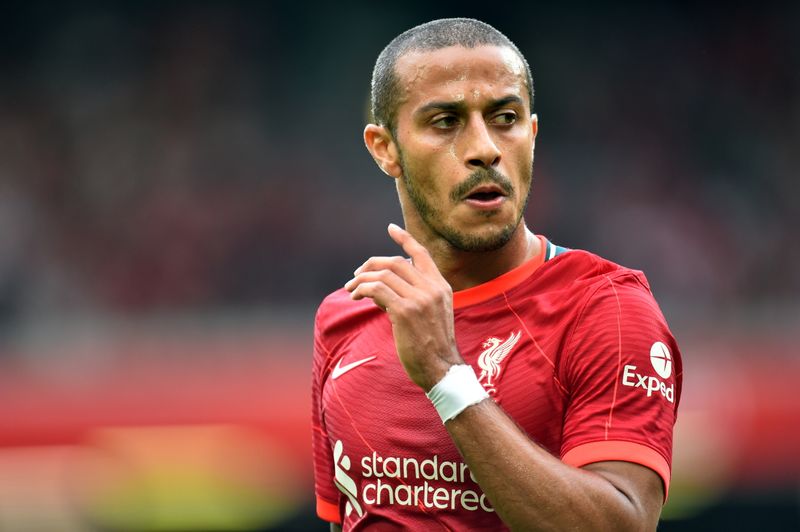 &copy; Reuters. Meio-campista Thiago Alcântara, do Liverpool
18/09/2021
REUTERS/Peter Powell