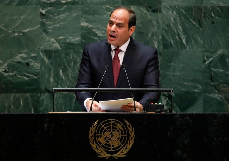 &copy; Reuters. الرئيس المصري عبد الفتاح السيسي في مقر الأمم المتحدة بنيويورك. رويترز